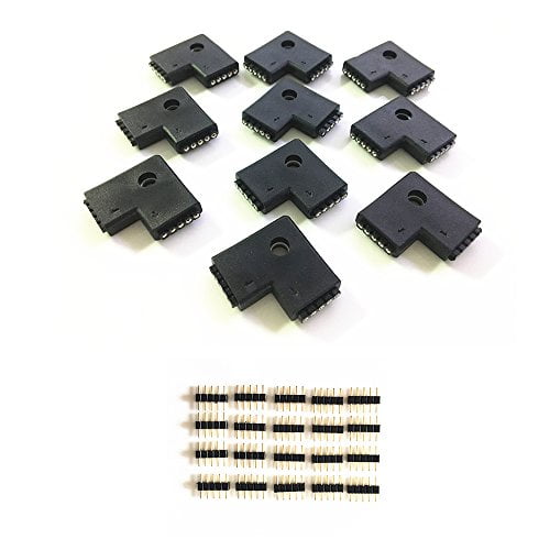 5-pins Black 12mm L-Shape 90 Degree Right Angle Female Connector for LED RGBW 5050 Flex Strip Light ，rgbw Right Angle，l Shape 5 pins Connector HUALAN HL-72 L Shape 